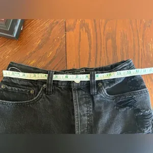 Abercrombie & Fitch Black Distressed Denim Shorts Button Fly Cotton thumbnail 4