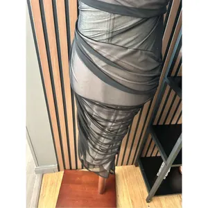 ZARA NWT MIXED TULLE DRESS SIZE MEDIUM LONG DRESS black sexy dress thumbnail 6