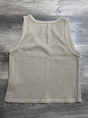 Madewell Purple and Tan Waffle Knit Scoop Neck Tank thumbnail 7