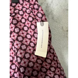 Anthropologie Maeve Avery Silk Wide Leg Pleated Trousers Geo Print 16 Tall New thumbnail 6