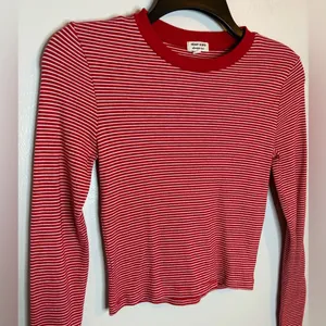 Heart & Hips Red Striped Cropped Long Sleeve Top Size Small thumbnail 3
