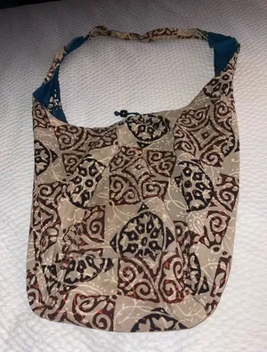 Stylish Beige and Brown Patterned Reversible Women's Bag thumbnail 1