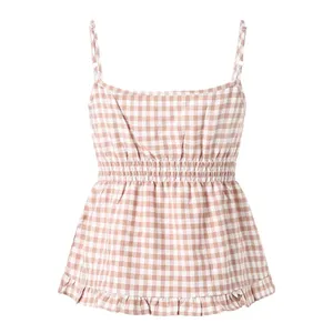 Nordstrom Women's Tan Gingham Y2K tank Top Size Medium! thumbnail 5