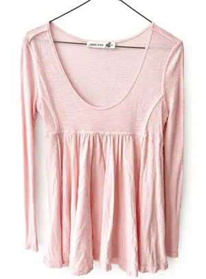 Altar'd State Y2K XS Pink Babydoll Tunic Top Long Sleeve Scoop Neck Boho Soft thumbnail 1