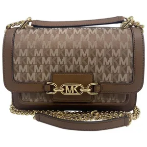 Michael Kors New Medium Logo Allover Brown Coated Canvas Cross Body Bag thumbnail 1