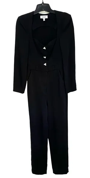&‎ Other Stories Black Jumpsuit W Retro Triangle Diamond Studded Buttons Size 0 thumbnail 1