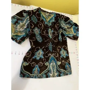 Allison Taylor 060101 Size small‎ women blouse shirt top Brown Blue short sleeve thumbnail 9