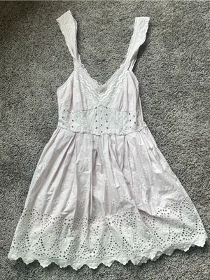 LoveShackFancy Pale Pink Eyelet Cotton Mini Dress thumbnail 1