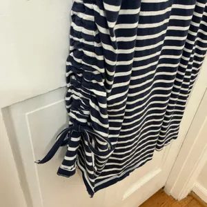 Toad&Co Striped Ruched Midi Dress M Blue Organic Cotton Coastal Nautical Preppy thumbnail 2