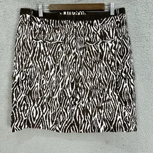 Chicos‎ Cargo Mini Skirt Womens 2 Large Brown Zebra Stretch Resort Preppy Travel thumbnail 3