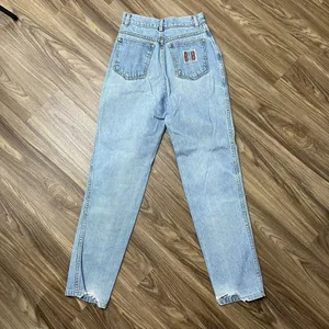 Vintage 90s Jr Size 7‎ Bugle Boy Jeans Distressed Blue High Rise Mom Tapered Leg thumbnail 10