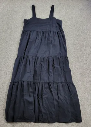 The Drop Womens Britt Dress M Black Tiered Lyocell Sleeveless‎ Maxi Adj Strap thumbnail 1