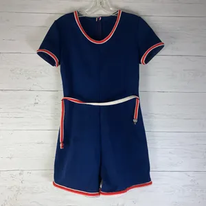 Vintage Aileen navy blue nautical romper womens size 10 (S-M) thumbnail 4