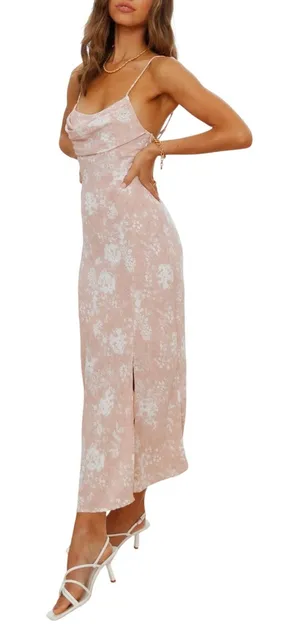 Hello Molly Totally Wild Pink and White Floral Midi Dress US Size 4 thumbnail 1