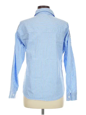 Liz & Co Lizette Collection Button-Front collared Mixed-Panel Chevron/Herringbone Shirt M thumbnail 5