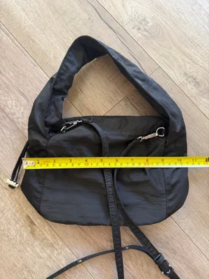 Black nylon shoulder bag with adjustable straps thumbnail 3