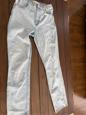 Abercrombie & Fitch Light Blue High-Rise Slim Straight Jeans thumbnail 6