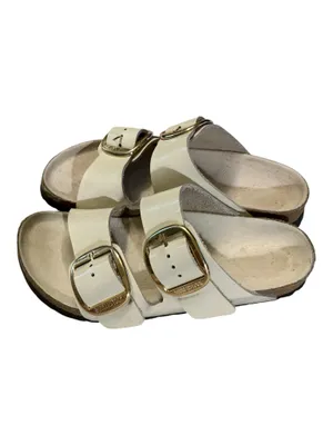 Birkenstock Arizona Big Buckle High-Shine Patent Leather Sandals - White/Cream - Size 5 thumbnail 3