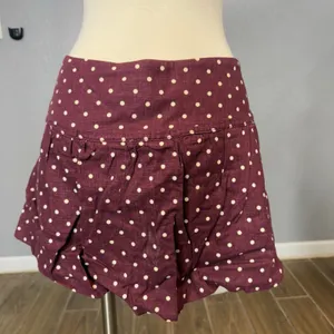 Princess Polly Tovie Frill Linen Blend Skort Plum Polka, US 12 thumbnail 2