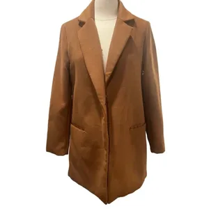 Womens Fall Minimalist Tan Dress Coat Jacket M Forever21 thumbnail 3