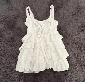 Altar’d State White Eyelet Tiered Ruffle Mini Dress Size L thumbnail 2