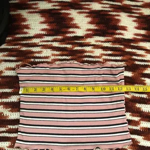 Y2K pink striped tube crop top shirt blouse Sz M Measurement in pics Necklace not included thumbnail 4