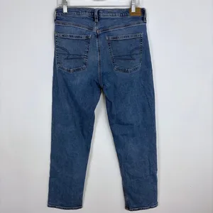 American Eagle Stretch 90s Straight Jean Medium Wash High Rise Classic Size 10 thumbnail 6