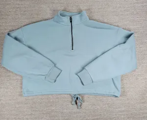 American Eagle Ahh Mazingly Soft Hoodie XS Blue Cropped Fleece Quarter Zip thumbnail 1