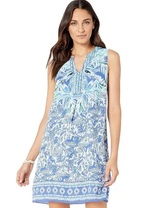 Lilly Pulitzer Evah Shift High Tide Navy Ready Set Gecko Engineered Dress sz S thumbnail 1