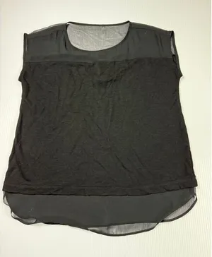 Ann Taylor Black Sheer‎ Panel Mixed Media Sleeveless Top Blouse Career Work L thumbnail 1