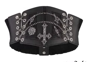 Black Gothic Waist Belt with Chains thumbnail 1