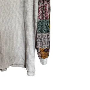 UMGEE Tunic Top Womens 1XL Multicolor Boho Art To Wear Waffle Knit Blouse thumbnail 5