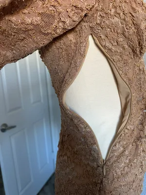 Lace Nude Dress Tan Size M thumbnail 6