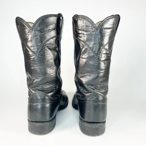 Justin Boots Original Roper Black Leather Western Cowboy Boots Women 6 thumbnail 4