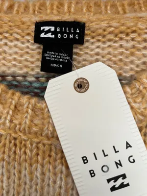 Billabong Striped Crewneck Sweater in Yellow, Brown & Teal thumbnail 5