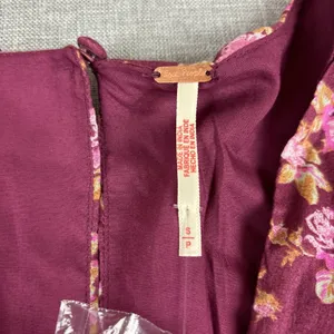 Free People Dress Womens Small Purple Floral Smocked Fit Flare Mini Long Sleeve‎ thumbnail 3