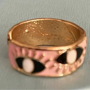 NWOT Pink Evil Eye Adjustable Ring thumbnail 5