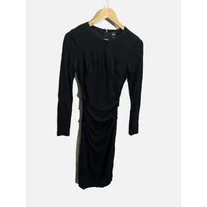 BOSS Edenl Midi Dress‎ Womens XS Black Keyhole Ruched Long Sleeve Cocktail Chic thumbnail 2