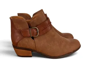 B.O.C by Born boots women's 7 ankle side zip western buckle vegan leather brown thumbnail 1
