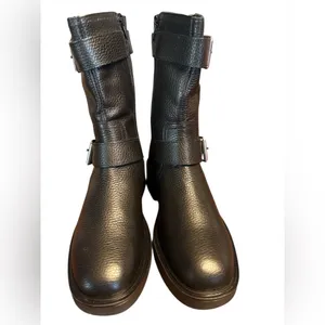 Steve Madden women’s Nolan boots black silver buckle moto Size 10 runs small NIB thumbnail 3