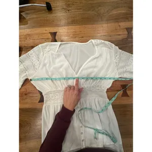 Boho White Lace Maxi Dress Button Front Large Size M thumbnail 9