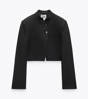 ZARA blazer cropped suit jacket black casual business thumbnail 2