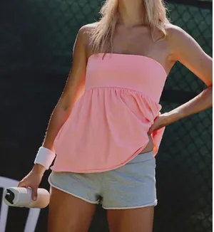 NWOT Free People FP Movement Hot Shot Babydoll Tube Top - just peachy - small thumbnail 1