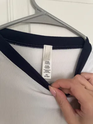 Skims white ribbed longsleeve blue collar soft fitted top thumbnail 5