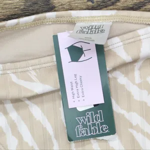 NWT Wild Fable High Cheeky Waist Bikini Bottom PID-K8E80E S Tan Animal Brown thumbnail 4