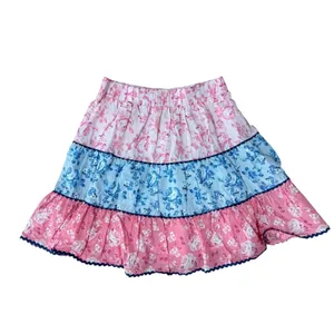 Simply Southern Floral Tiered Mini Skirt‎ Pink Blue Cotton XXL 0125-SKIRT-MULTI thumbnail 2