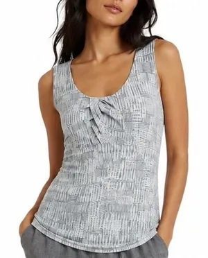 Patagonia Tank Top Large Blue White Ruched Athletic Nylon‎ Spandex Outdoor Hike thumbnail 1