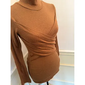Sabina Musayev Viscose-Nylon Knit Cross Front Wrap Blouse Top Neutral Minimalist thumbnail 4