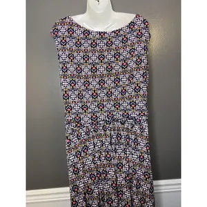 Le Lis Dress Womens Large Blue Floral Scoop Neck Jersey Maxi Sundress Casual thumbnail 8