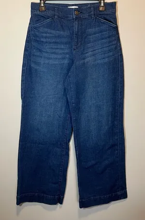 Loft Women’s High Rise Trousers‎ Dark Wash Wide Leg Jeans 6 thumbnail 1